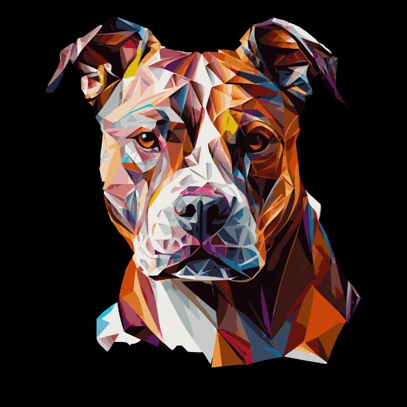 Geometric Pitbull Face Abstract Polygonal Dog Bree
