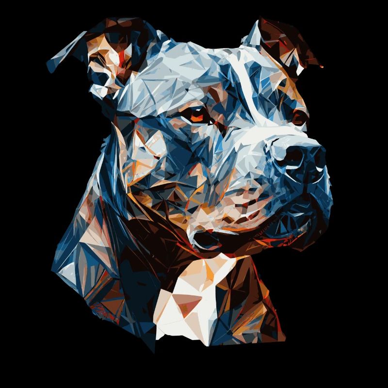 Geometric Pitbull Head Abstract Polygonal Dog Bree