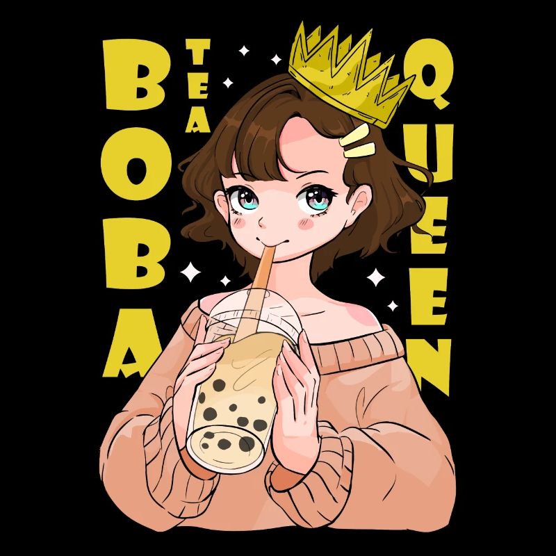 Kawaii Boba Tea Queen Bubble Tapioca Pearls Anime