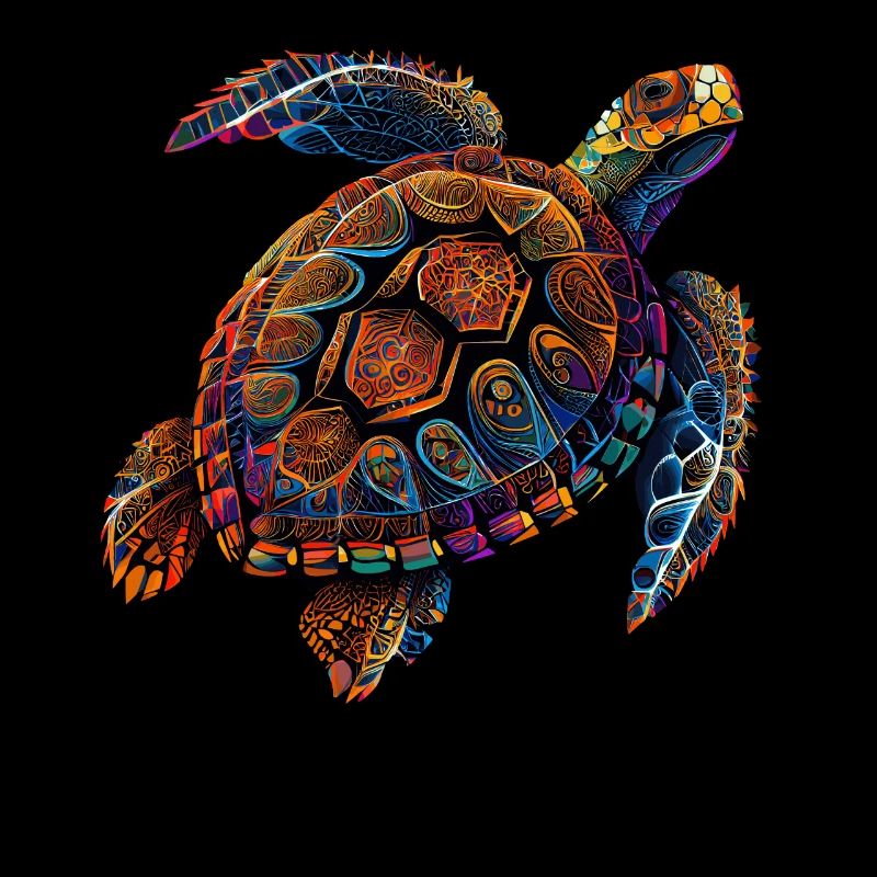 Geometric Turtle Colorful Abstract Rainbow