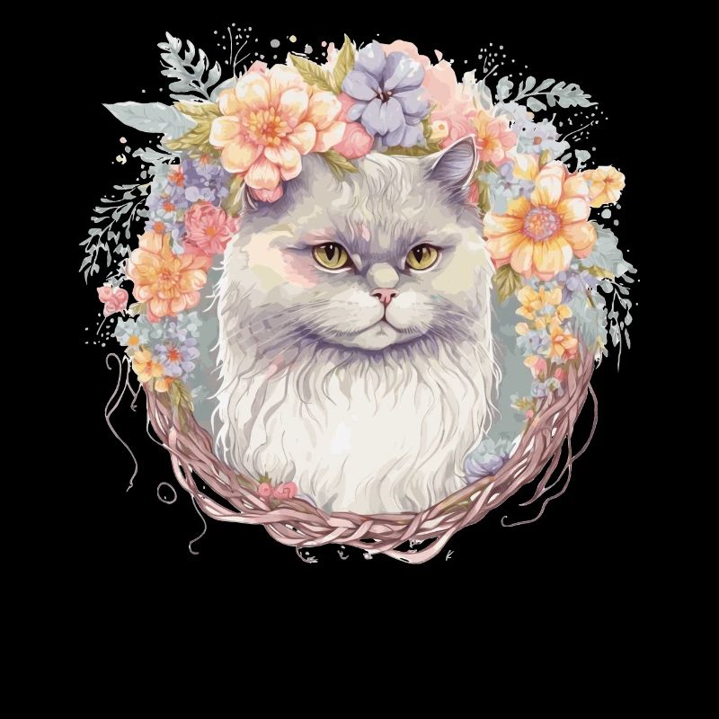 Mignon Persian Cat Fleur Crown Cats Chaton de compagnie