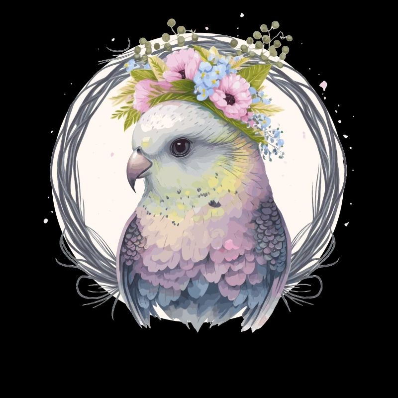 Perruche mignonne Budgie Bird Fleur Couronne Oiseaux de compagnie
