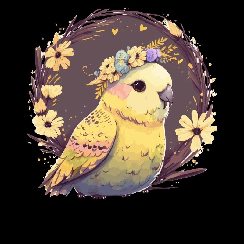 Mignon perruche perruche oiseau fleur couronne oiseaux de compagnie