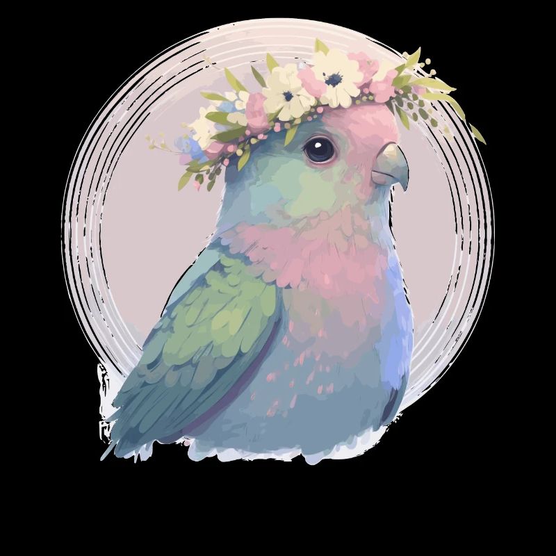 Mignon perroquet Perruche Oiseau Fleur Couronne Oiseau