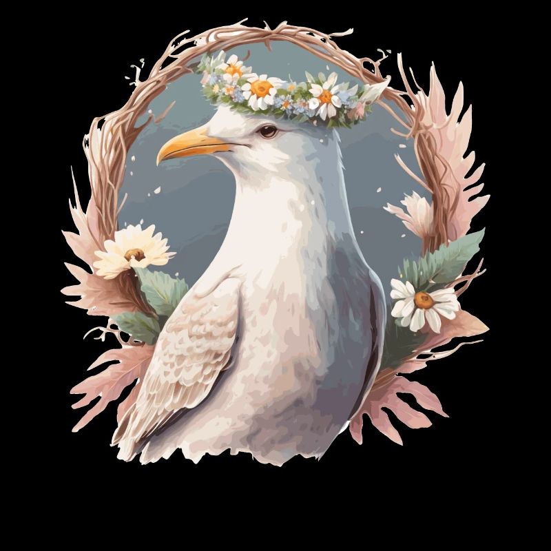 Mouette Fleur Couronne Floral Oiseaux de mer