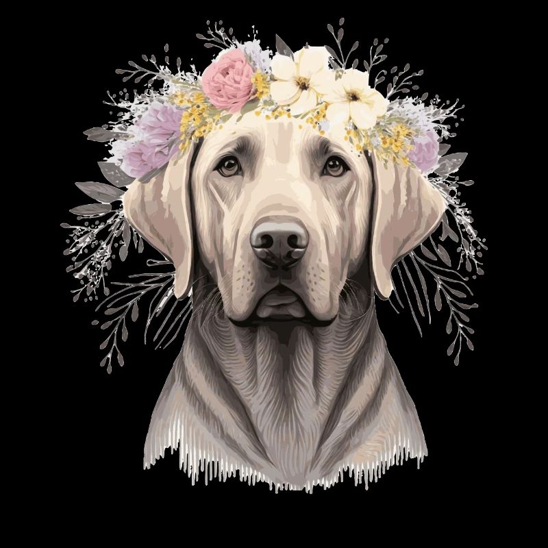 Mignon Labrador Retriever Fleur Couronne Chien de compagnie Flora