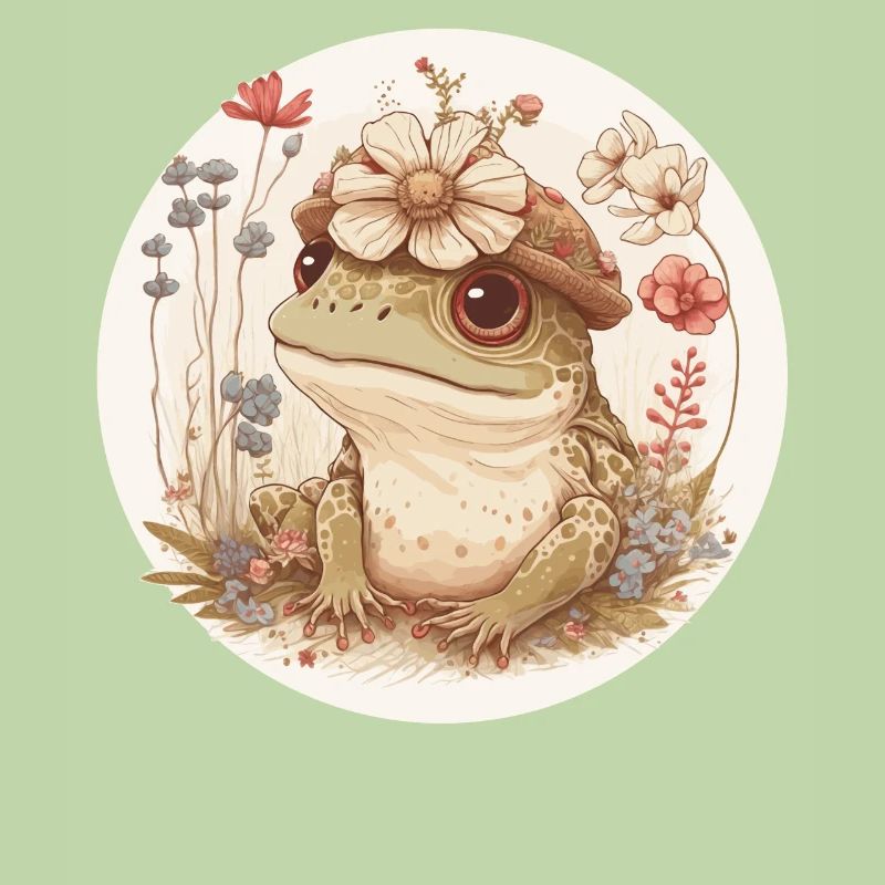 Cottagecore Cute Frog Toad Flower Crown Dark Acade