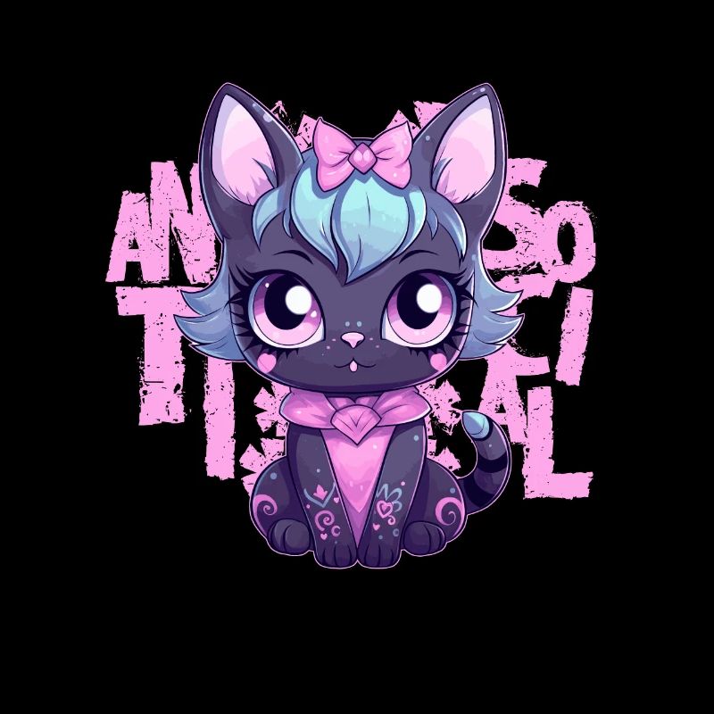 Kawaii Pastel Goth Cat Antisocial Introvert Japane