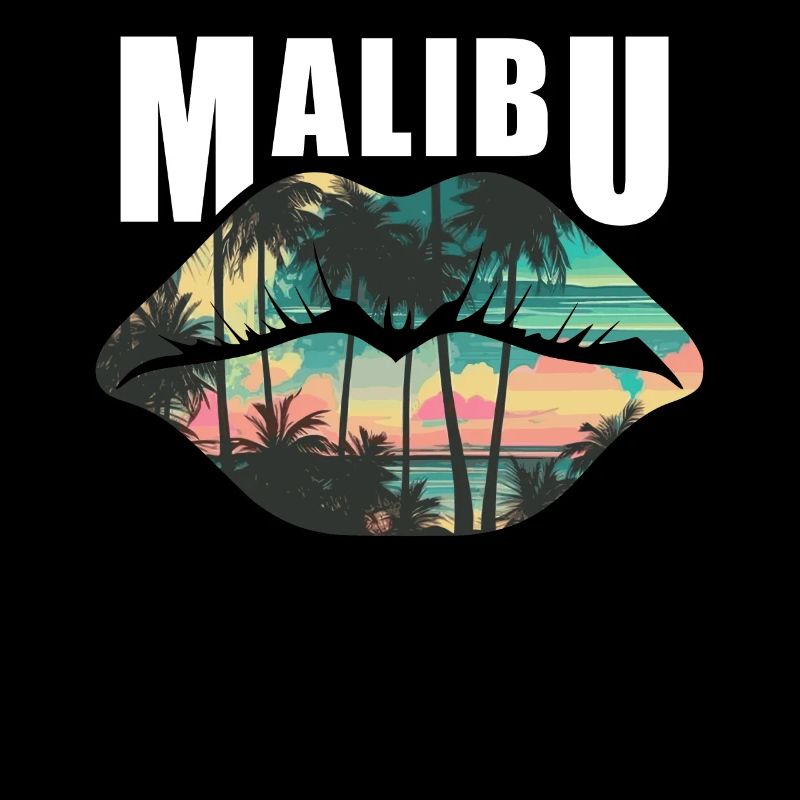 Malibu Beach Lips Tropical Summer Retro Sunset
