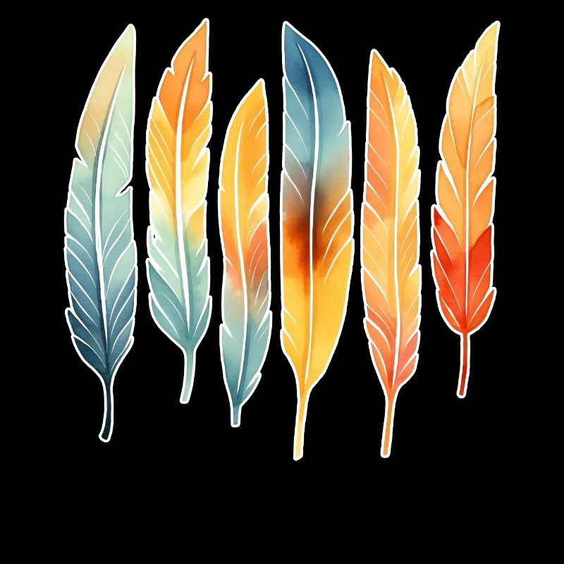 Colorful Boho Feathers Native American Bohemian Ae