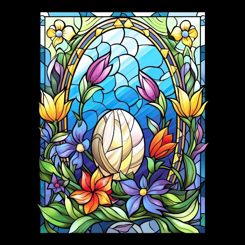 Spring Wildflower Easter Egg Stained Glass Gardeni