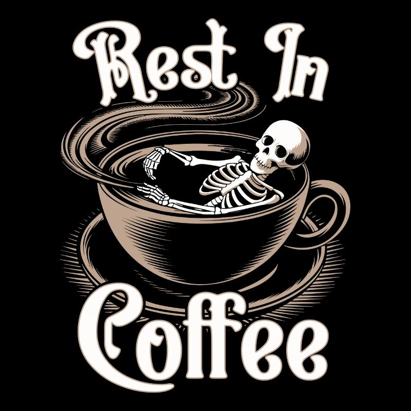 Rest In Coffee Dark Humor Caffeine Lover Skeleton