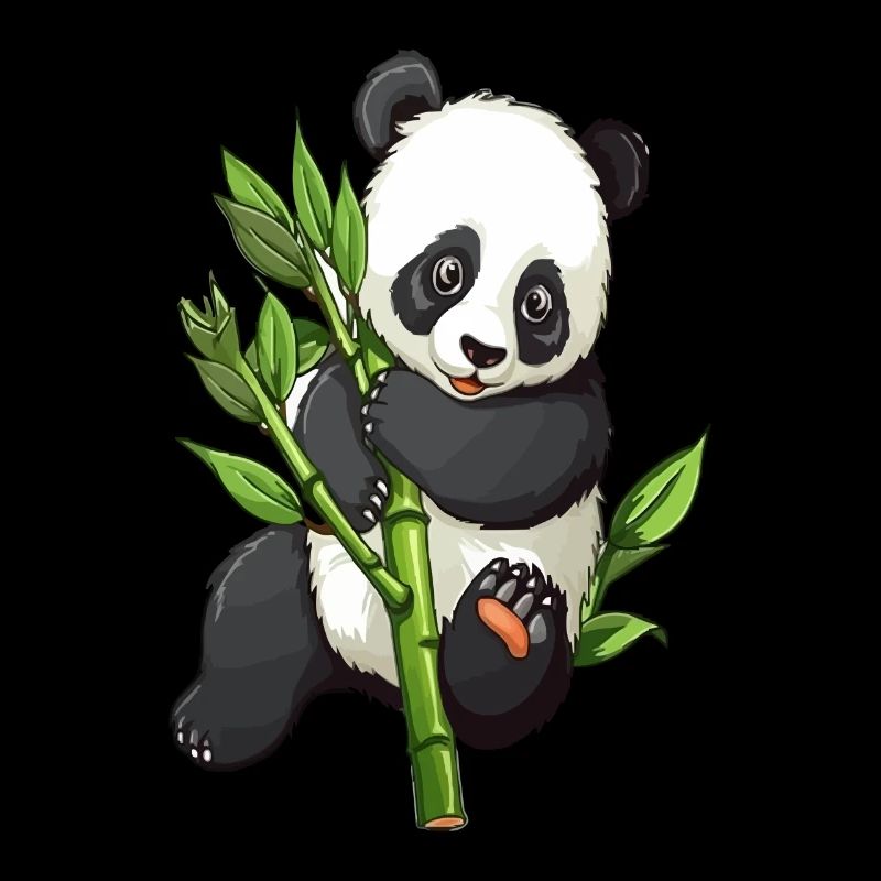 Panda câlin avec branche de bambou