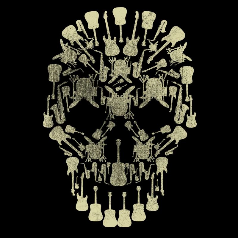 Musical Intruments Skull Silhoette