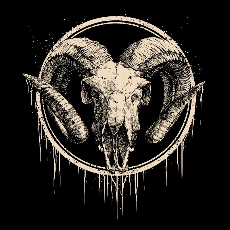 Aries ram head skull horns