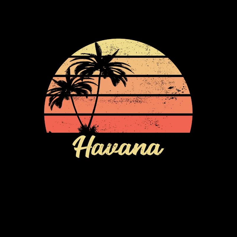 Havana Sunset Palm Red Gift Vintage