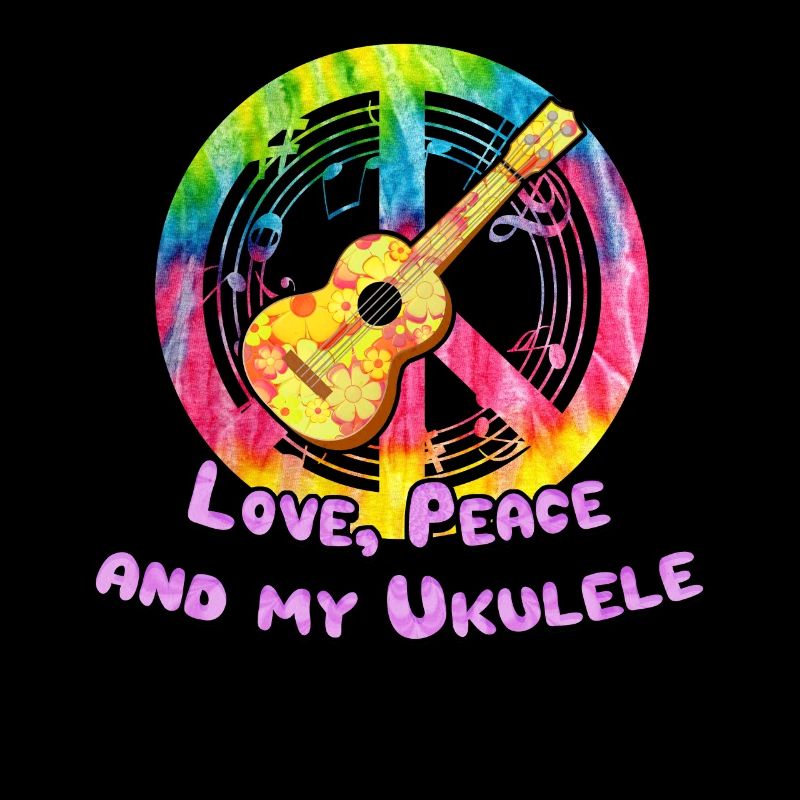 Ukulele Hippie Instrument Geschenk Frieden Liebe