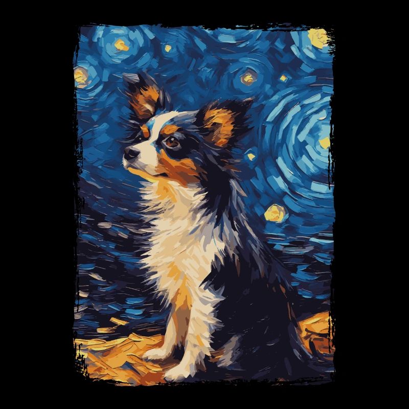 Papillon Dog Starry Night