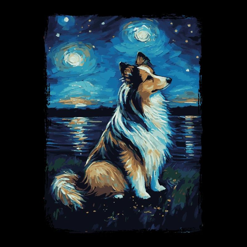 Shetland Shepherd Starry Night