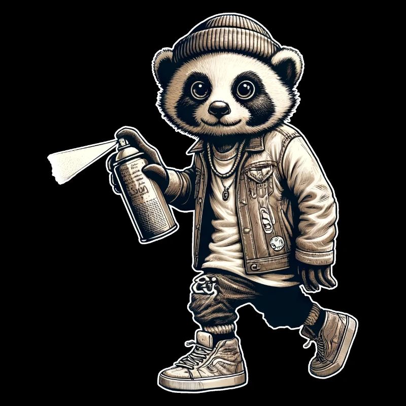 Panda Graffiti Spray Can Street Art