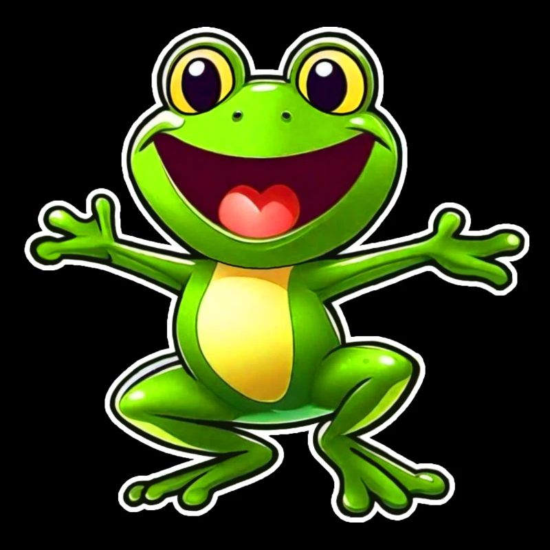 Funny green frog in comic style
