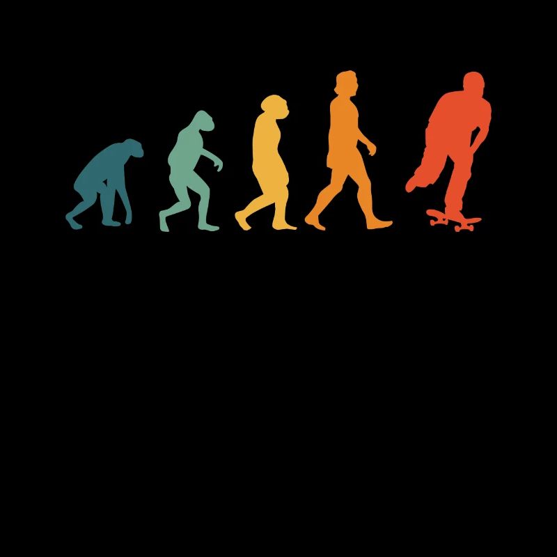 Skateboard Evolution Retro Skateboarder Skater