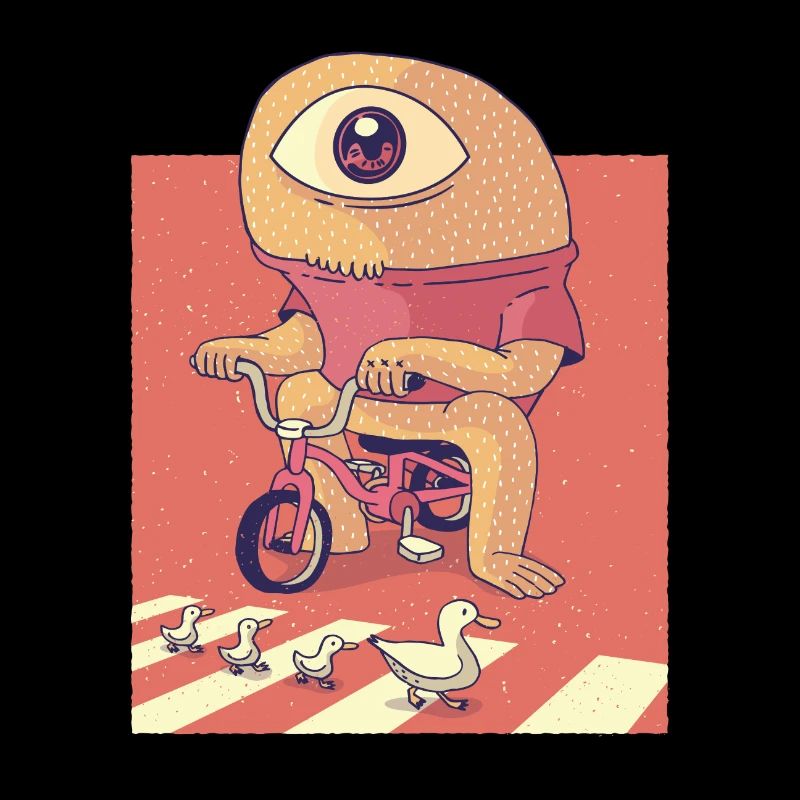 Funny Cyclops Cyclop Bicycle Cartoon Comic