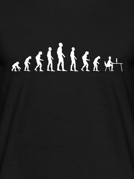 Human Evolution working on Computer Gamer Gaming