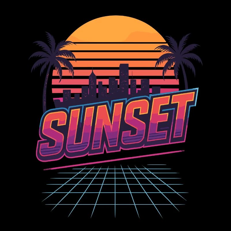 Coucher de soleil rétro - Style des années 80