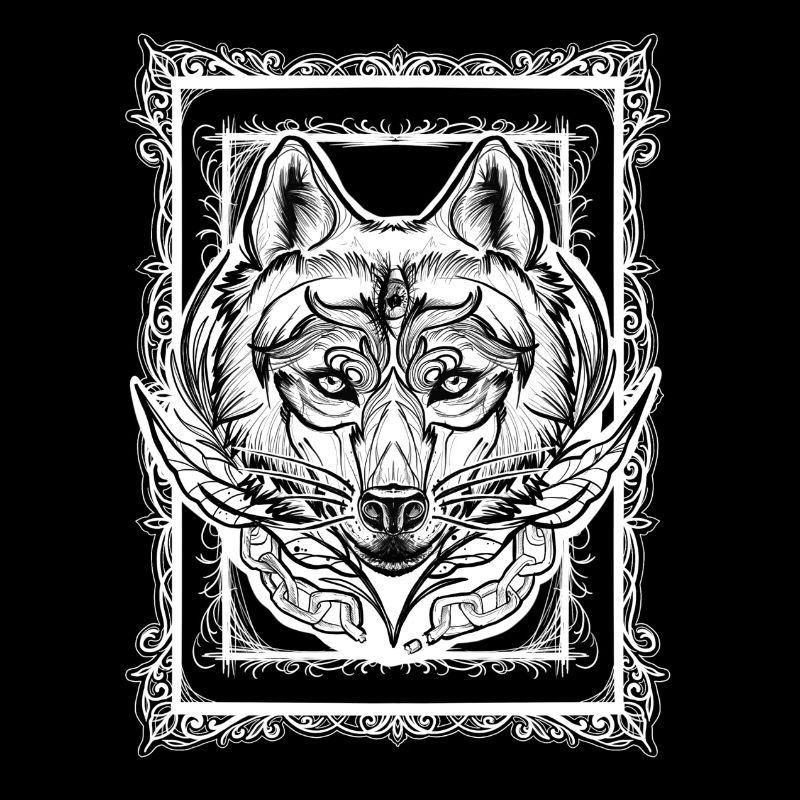 Mystical wolf with frame