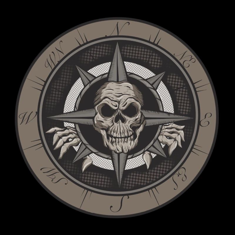 Wind Rose mit Totenkopf