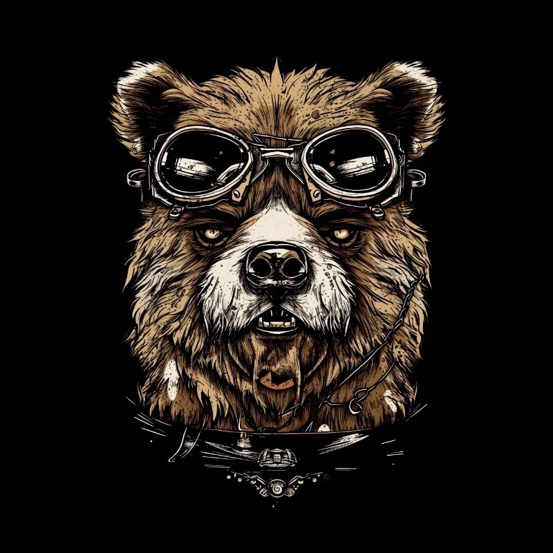 Angry Bear Illustration on a flat color