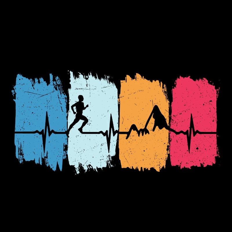 Trail Running Retro Heartbeat Jogging Mountain Running