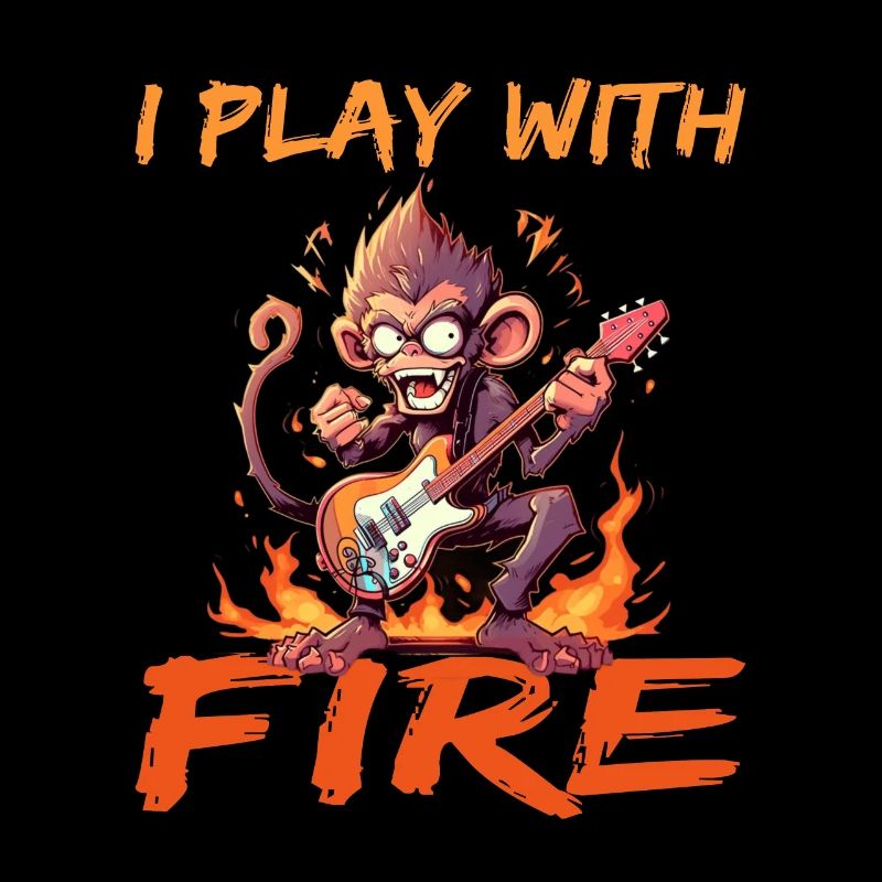 Affe Schimpanse Gitarre I play with Fire