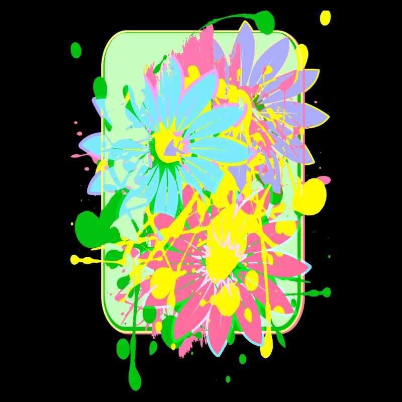 Fleurs d’été éclaboussures de couleur bande dessinée clip art