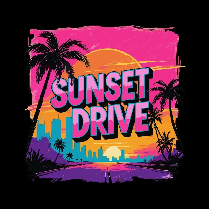 Sunset Drive Palm Trees Skyline