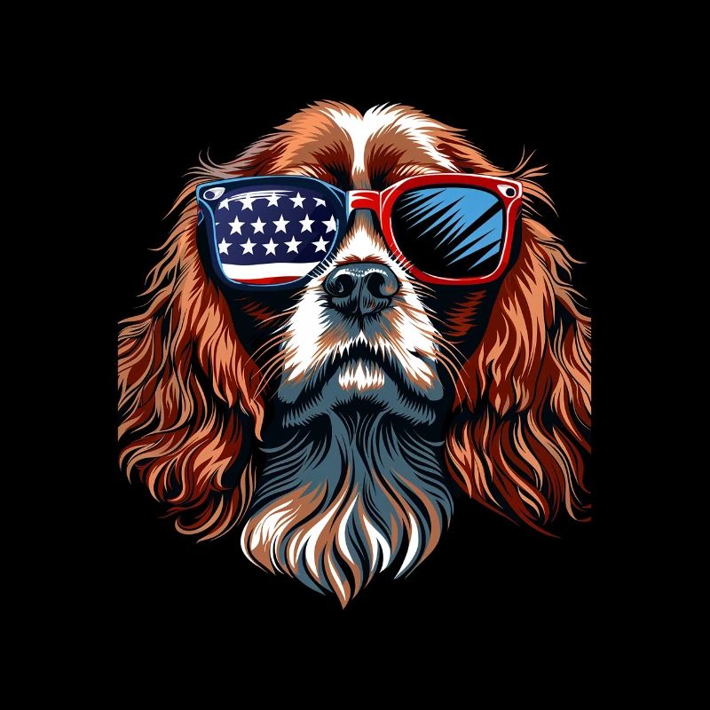 Cavalier King Spaniel with American Sunglasses