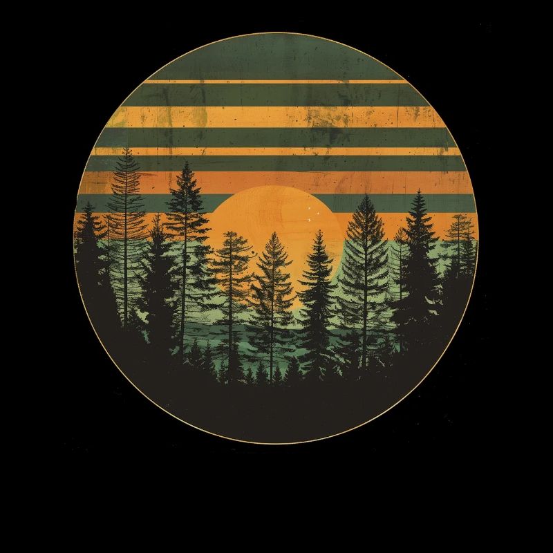 Sunset Forest Nature Outdoors Retro 80s Vibe 4