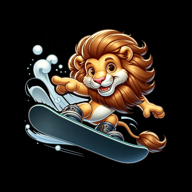 Mignon Snowboarder Lion