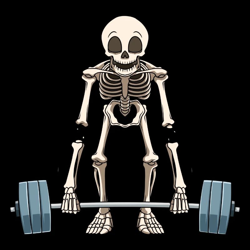 Funny skeleton weightlifting