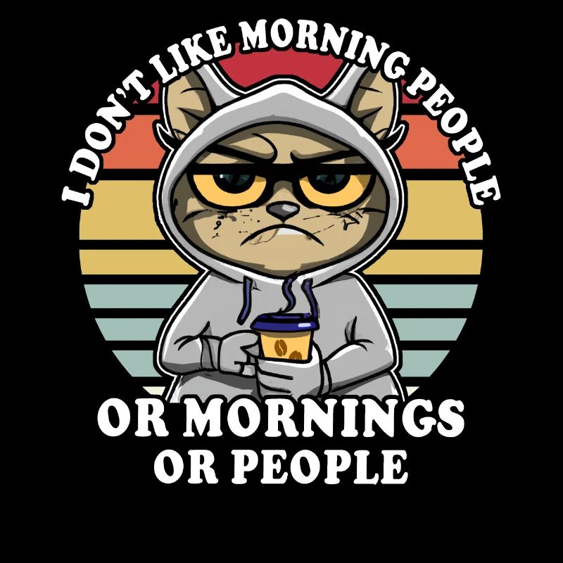 Cat drinks coffee Morning grouch