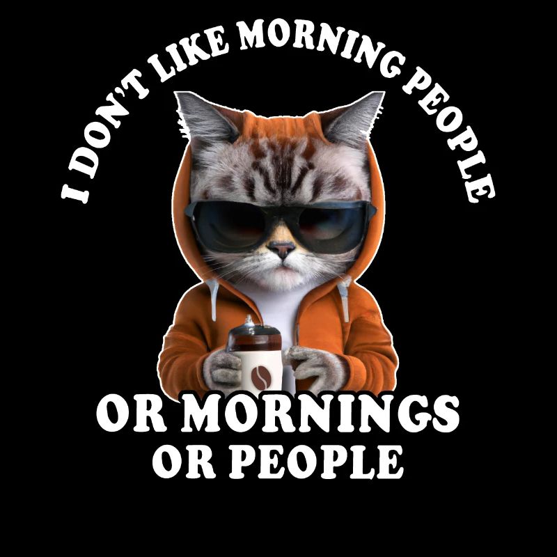 Morning grouch coffee drinker cat coffee
