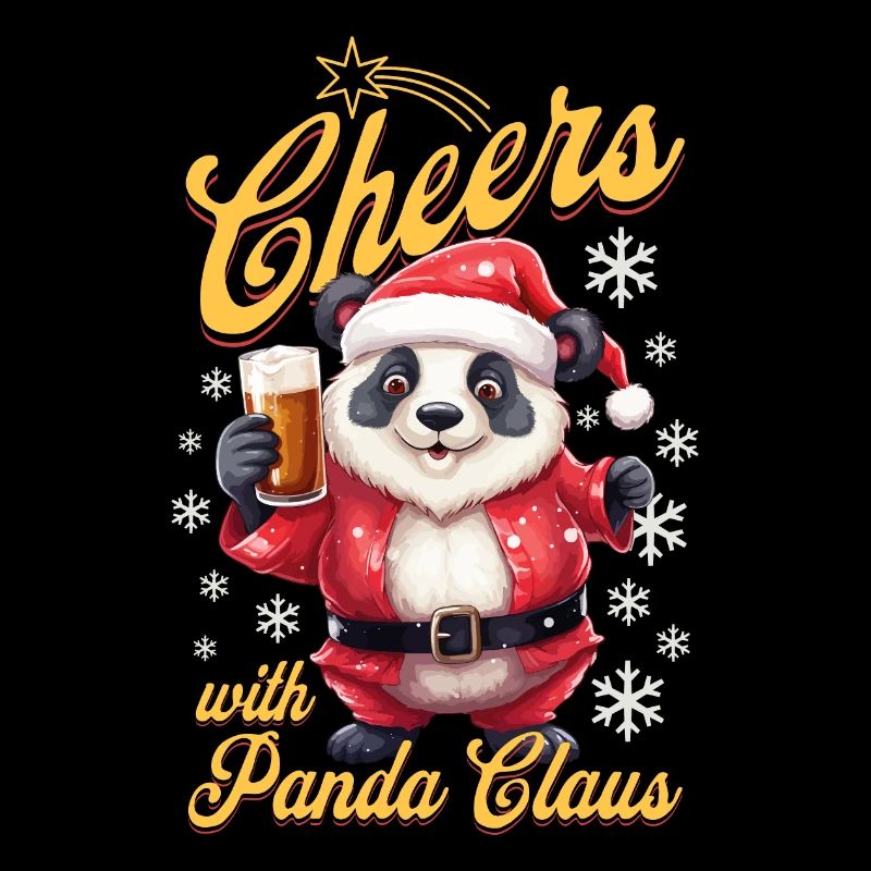 Noël Bière Panda Ours Alcool Cheers Drôle