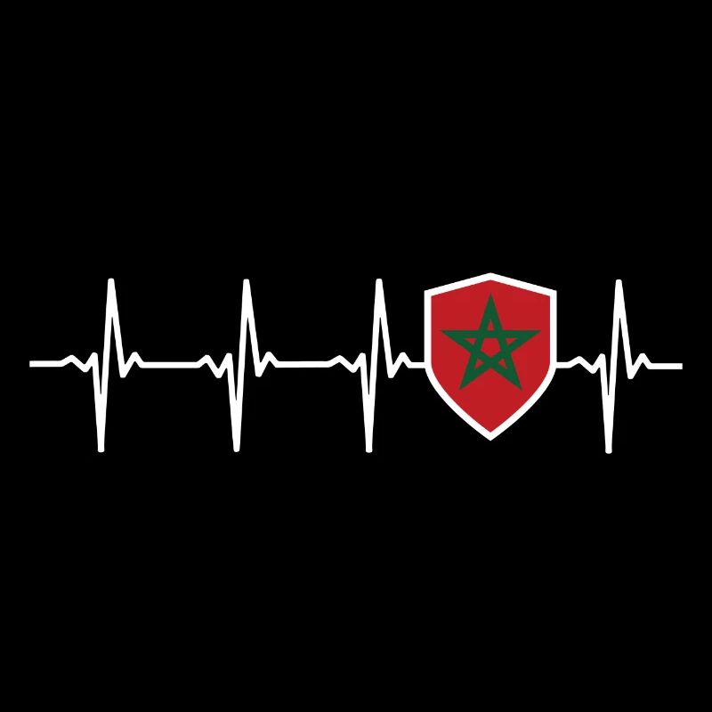 Morocco flag heartbeat badge morocco