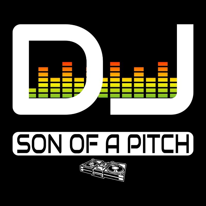 DJ with turntables and mixer - cool Deejay logo
