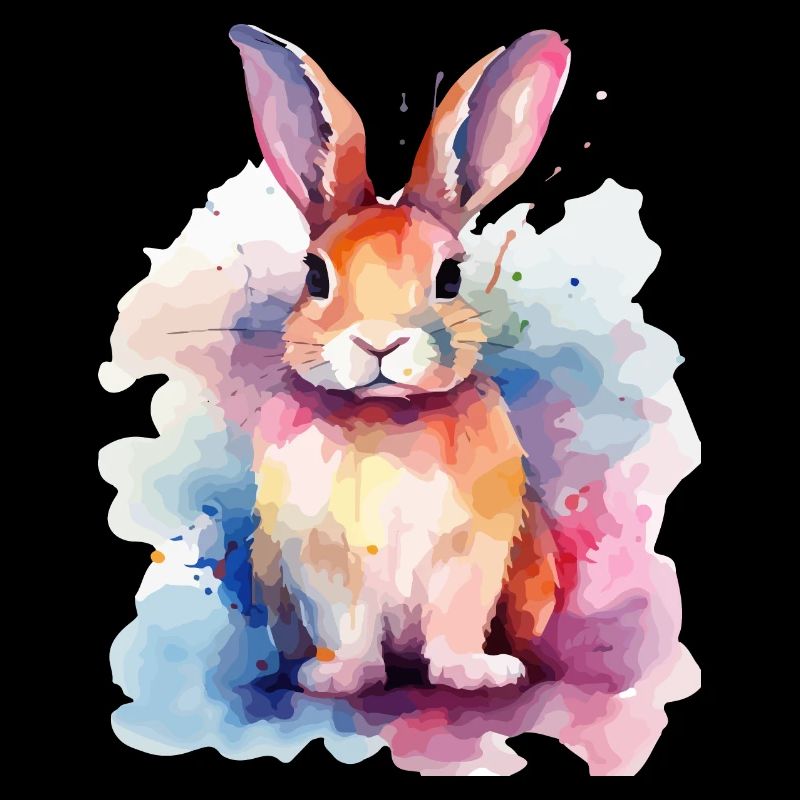 Lapin aquarelle coloré