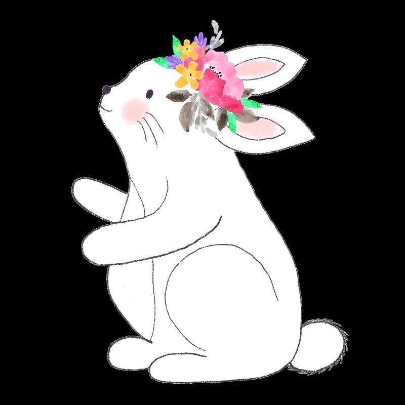 Petit lapin avec des fleurs