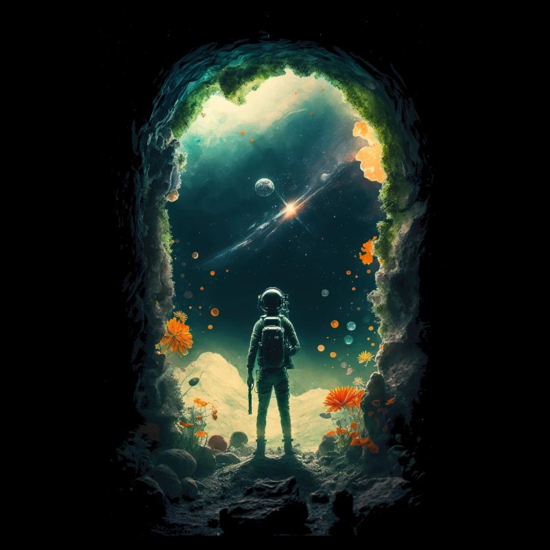 Astronaut Looking At Stars Surreal Sci-Fi Space