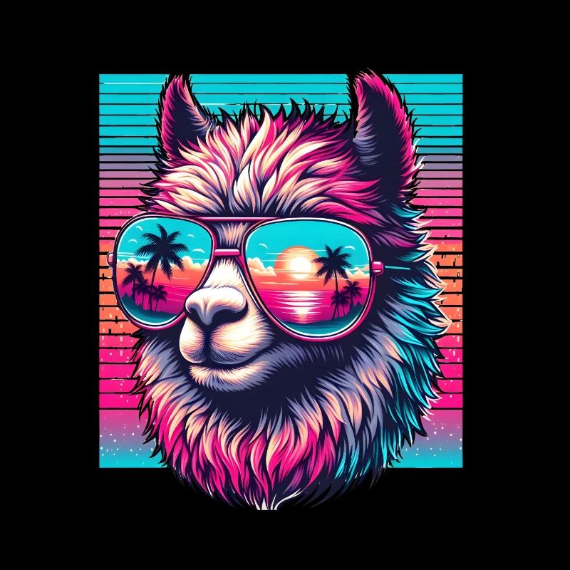 Lama d'été avec des lunettes de soleil cadeau