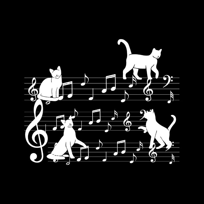 Cats playing with music note cat